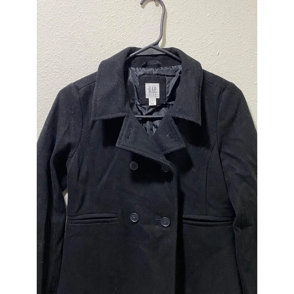 Gap Kids Size L (10-11) Black Girl’s Pea Coat - Picture 3 of 12